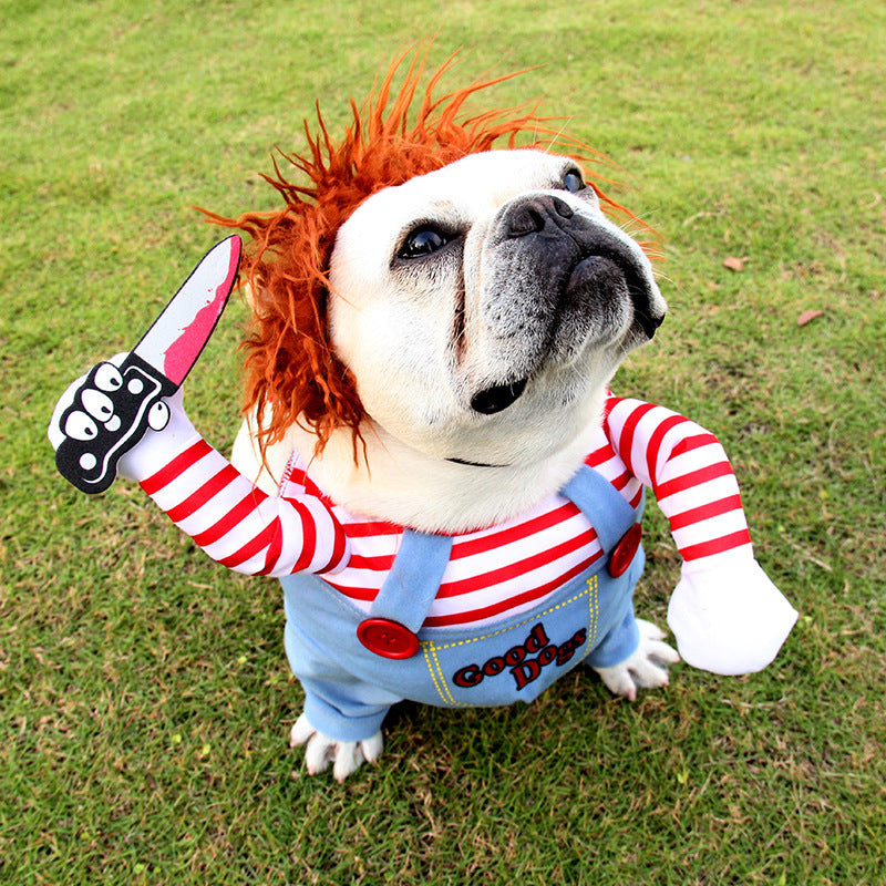 Costume d'Halloween pour animal de compagnie, vêtements amusants et ajustables pour chien, costume de cosplay effrayant, fête