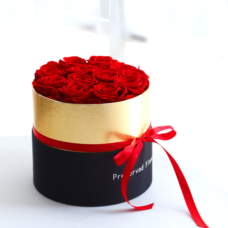 Rosas eternas en caja, rosas reales preservadas con juego de caja, regalo de San Valentín, flores artificiales románticas