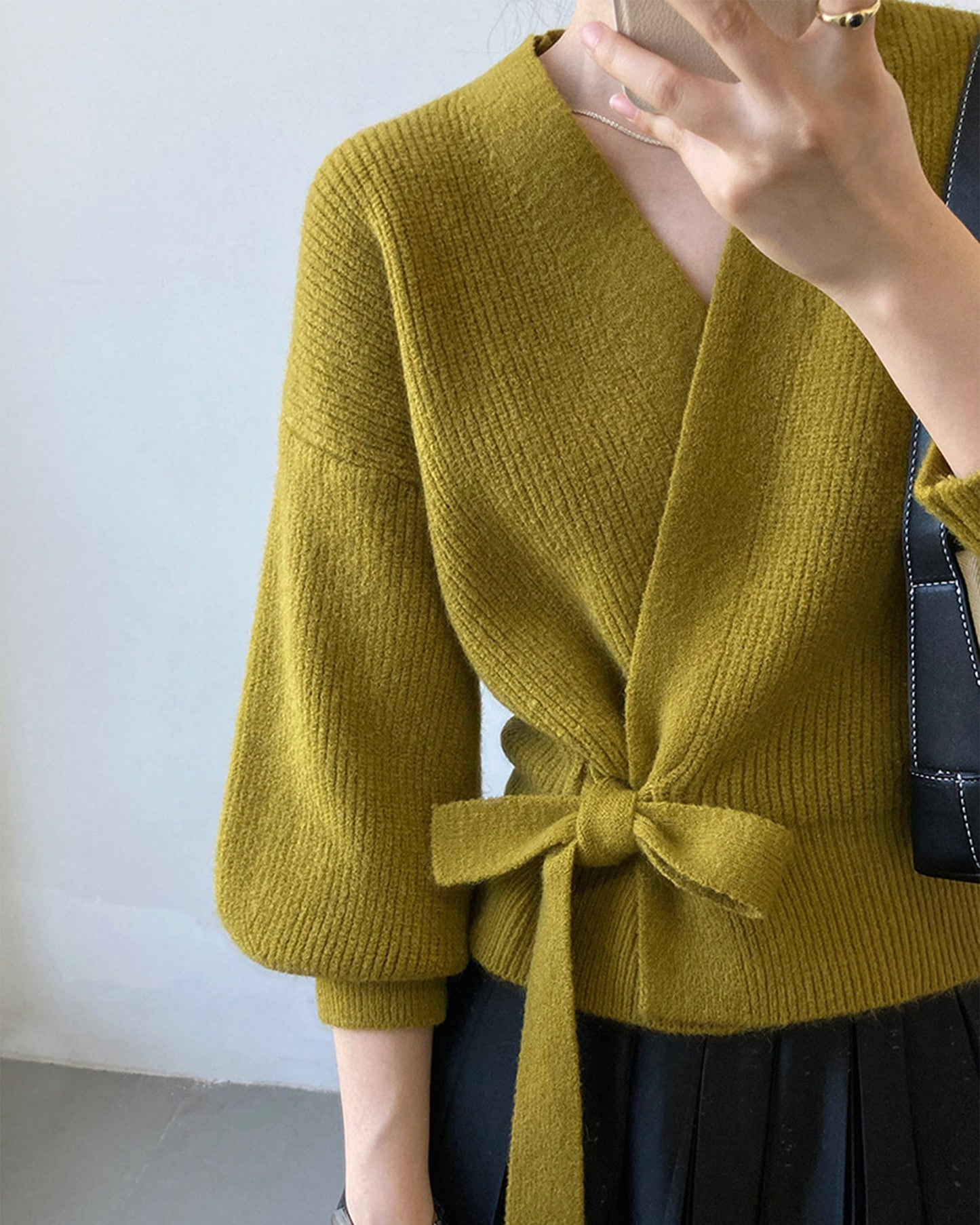 Cardigan en tricot rétro français, col en V, pull ample pour femme, vêtement de printemps fait main, vêtements pour femmes