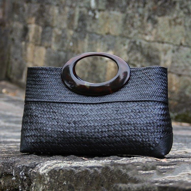 Nuevo Bolso de paja Original hecho a mano, bolso de mujer de ratán,