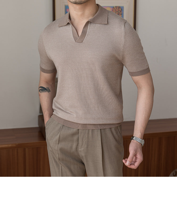 Haut à revers décontracté en tricot rétro