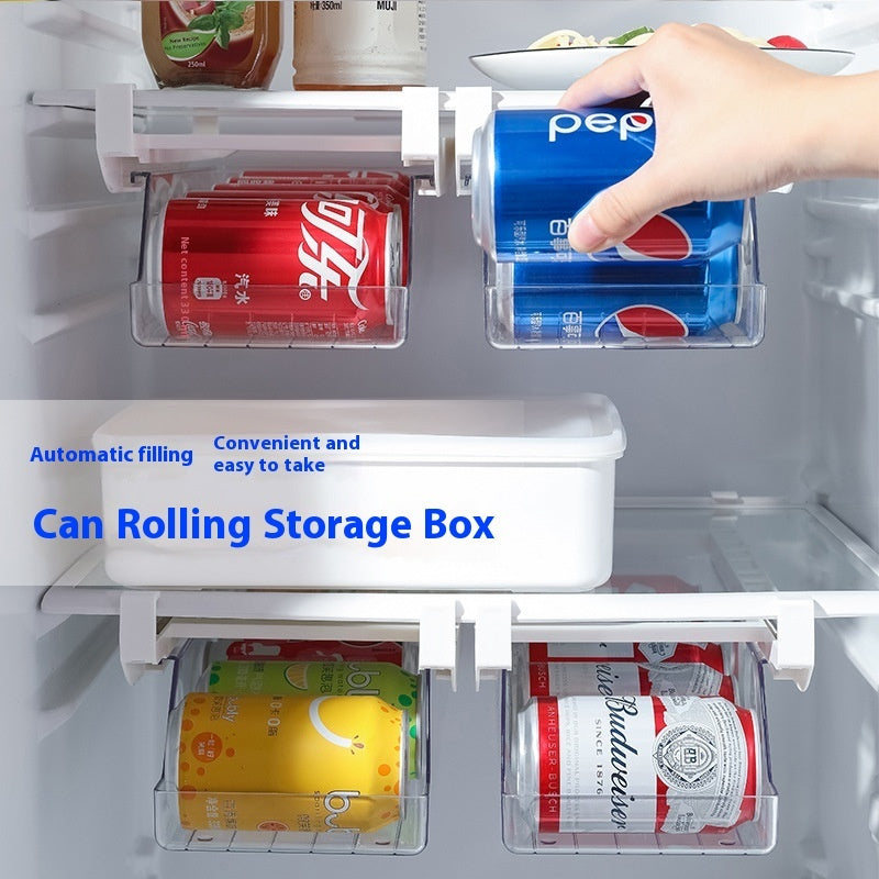 Caja de almacenamiento para latas rodantes, para colgar cerveza, bebidas, cola, refrigeradores, etc.