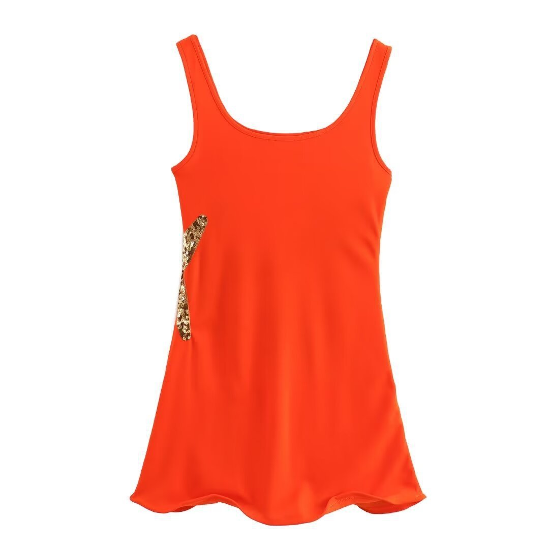 Minivestido con bordado de lentejuelas de moda
