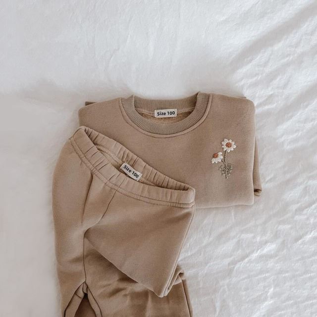 Conjunto de 2 piezas de ropa de invierno para bebé niña y niño Eroidery Thien Fle
