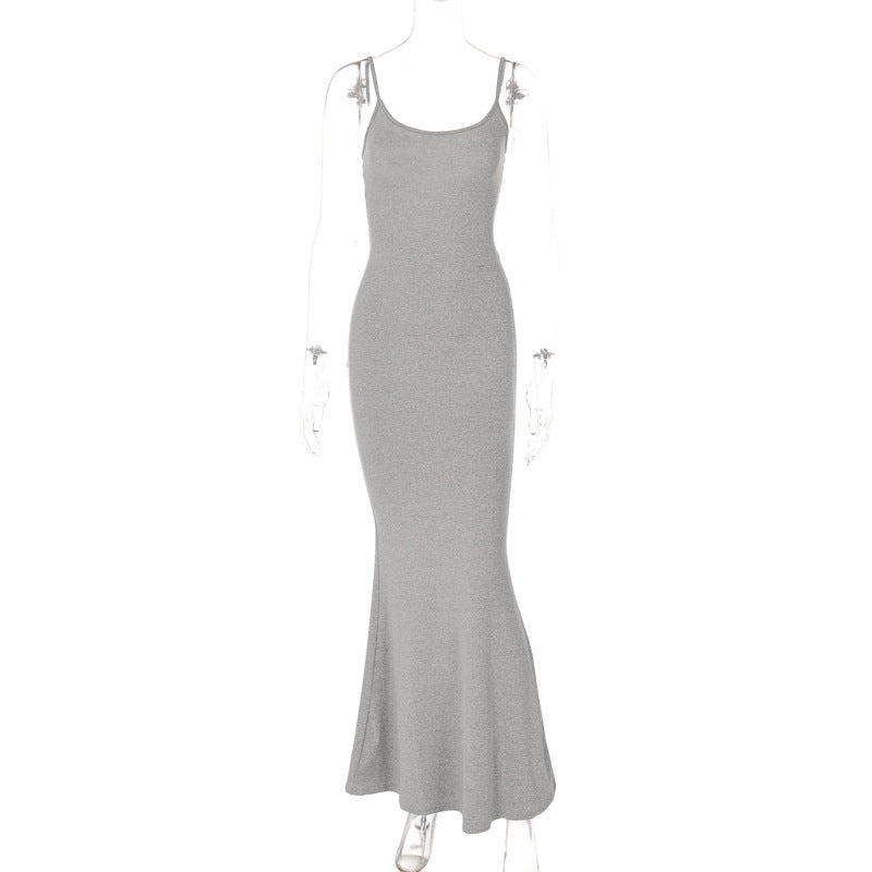 Spaghetti Strap Long Dress Women Sexy Slim Skinny Bodycon