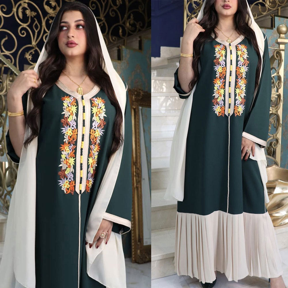 Robe en mousseline de soie brodée quatre saisons