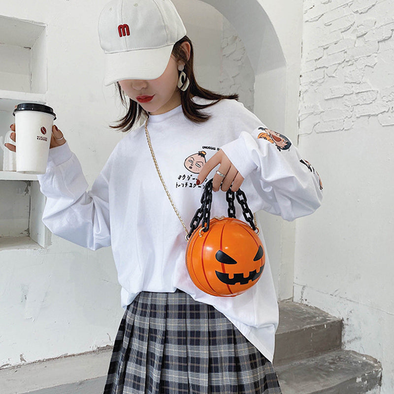Sacs à main en forme de citrouille d'Halloween avec chaîne, sacs à bandoulière créatifs et amusants pour enfants et femmes