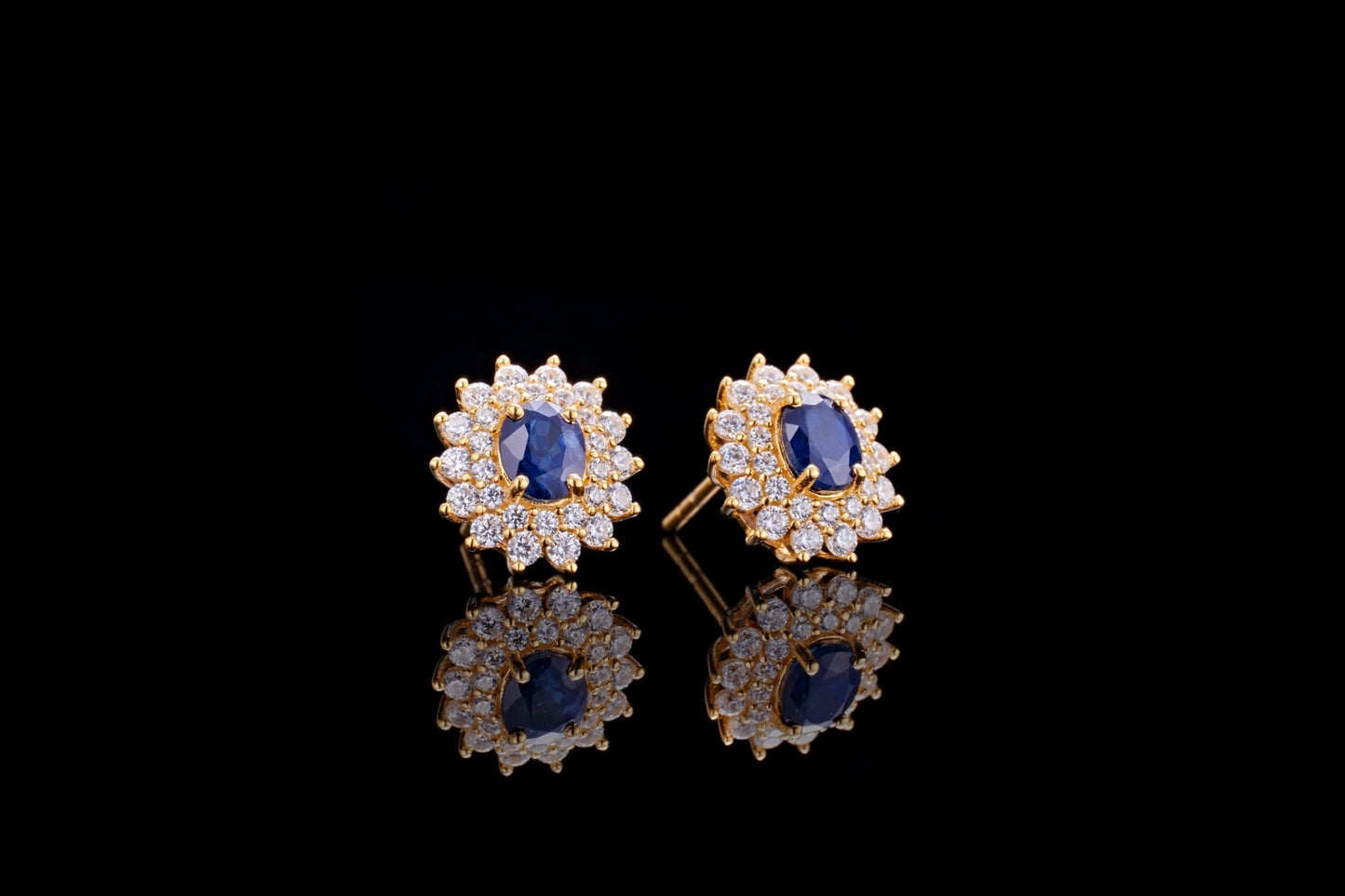 Pendientes Moda Zafiro Dorado Plata 925