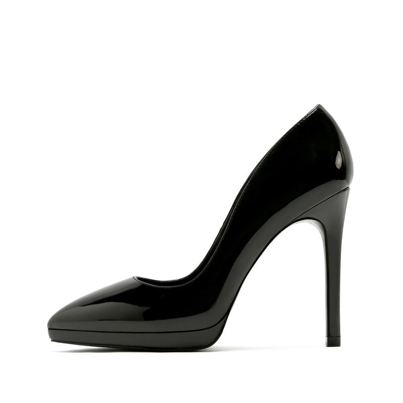 Chaussures professionnelles à bout pointu et plateforme en cuir verni, grande taille