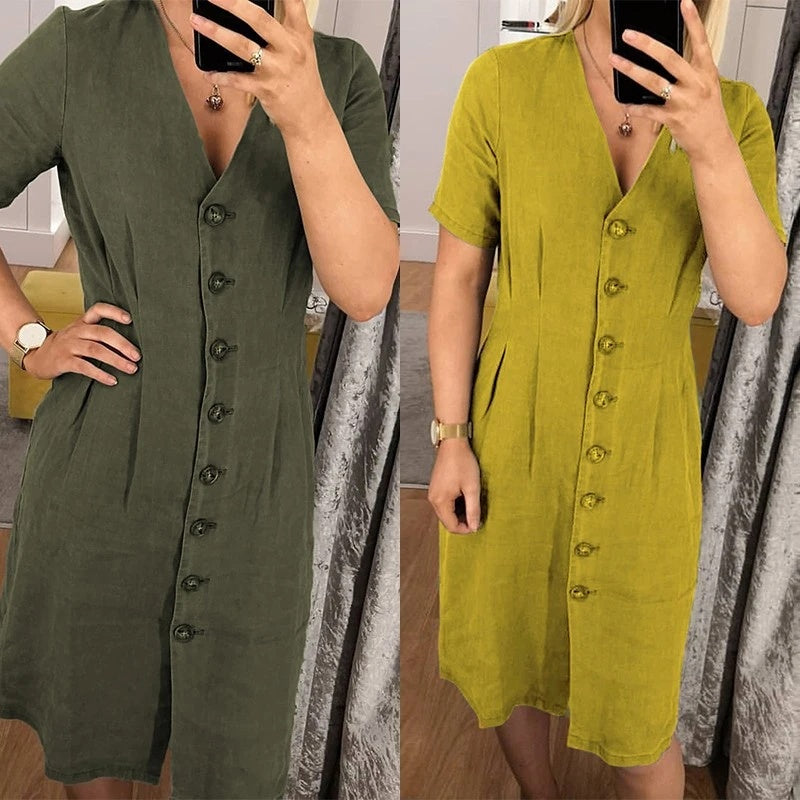 Robe décontractée en lin avec jupe pare-soleil