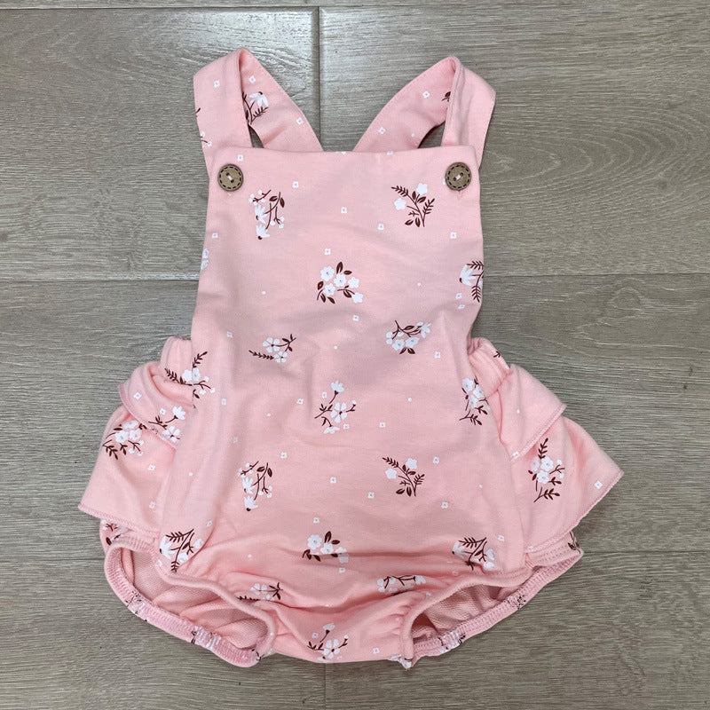 Body con tirantes y volantes con estampado de moda para niños