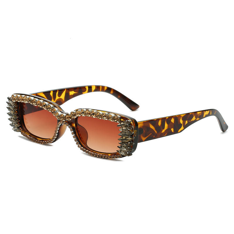 Gafas de sol con tachuelas de diamantes de moda Gafas de sol cuadradas pequeñas con diamantes de imitación