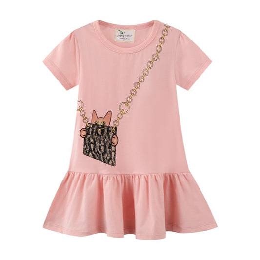 Robe trapèze à manches courtes pour fille