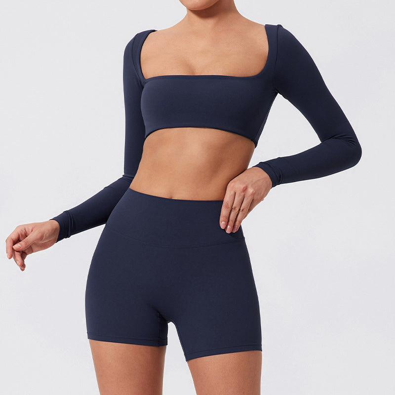 Camiseta deportiva de manga larga para yoga, correr al aire libre y fitness