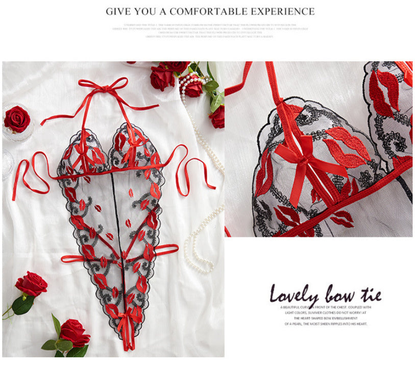 Fashion Underwear Mesh See-through Stitching Lingerie Kisses