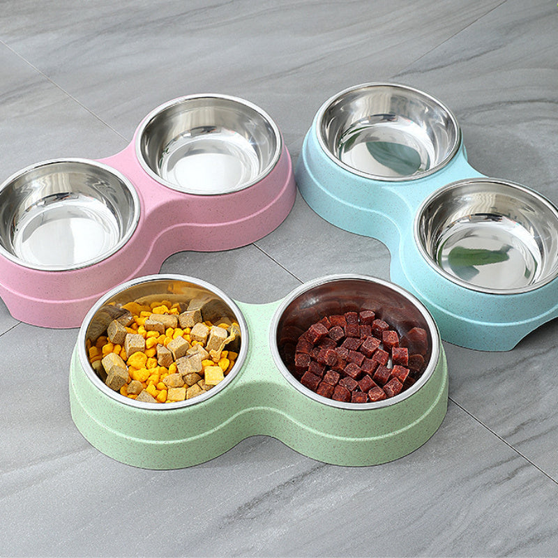 Gamelles doubles en acier inoxydable pour animaux de compagnie, distributeur d'eau et de nourriture pour chiens, accessoires pour petits chiens et chats
