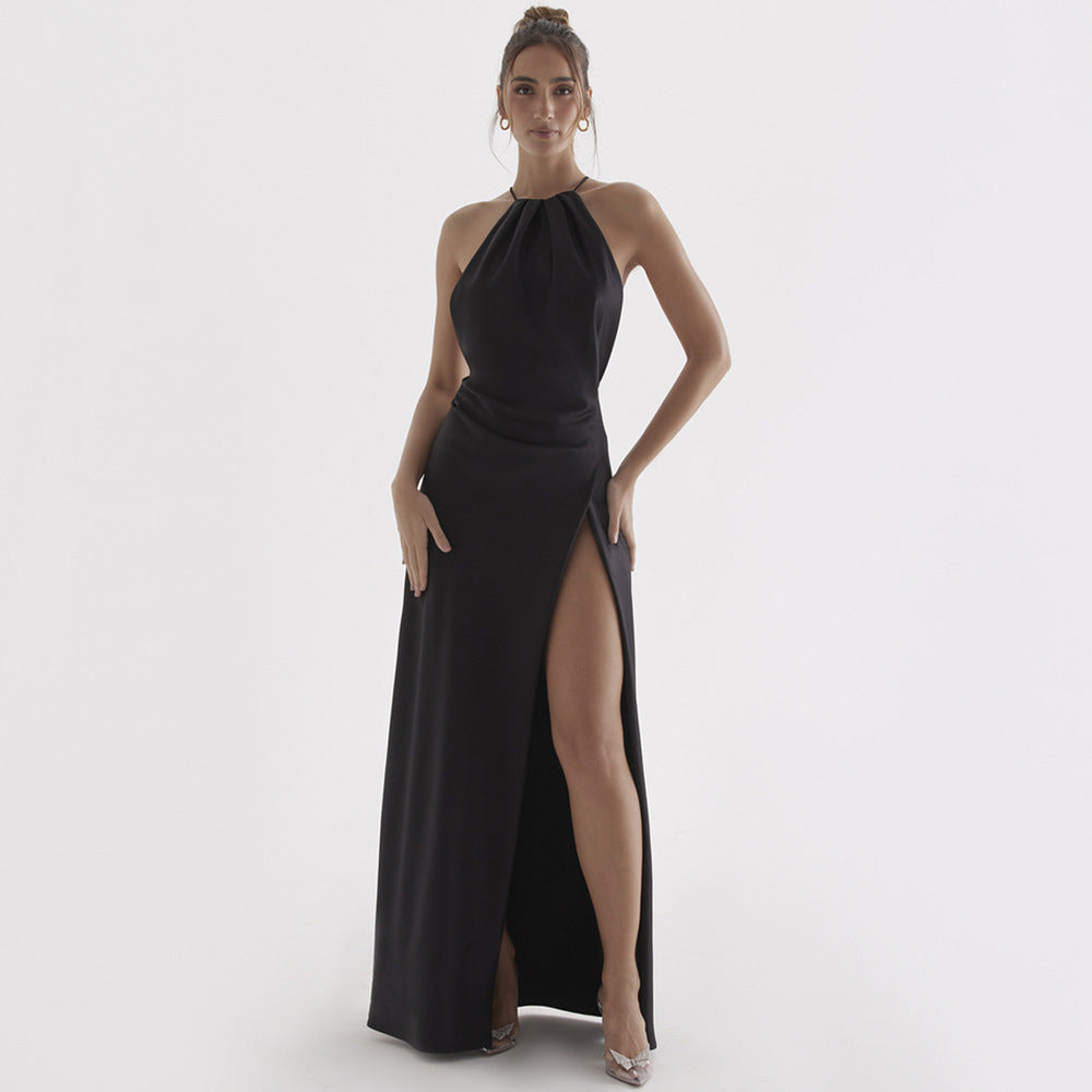 Robe fendue dos nu à licou
