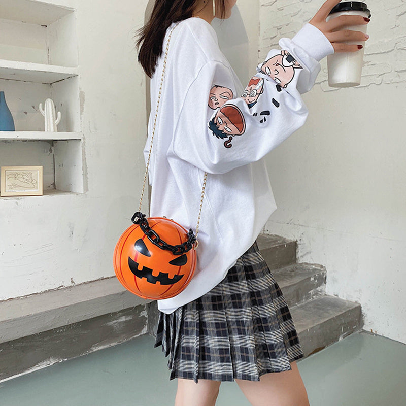 Sacs à main en forme de citrouille d'Halloween avec chaîne, sacs à bandoulière créatifs et amusants pour enfants et femmes