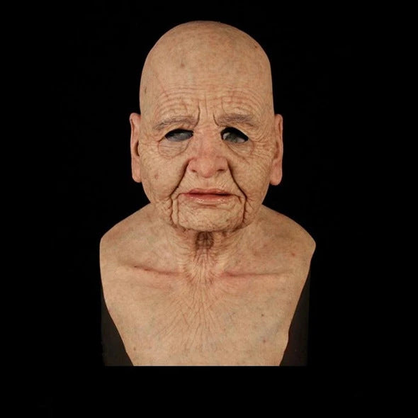 Máscara blanca vieja, calva, vieja, de látex, accesorio divertido para cosplay de Halloween
