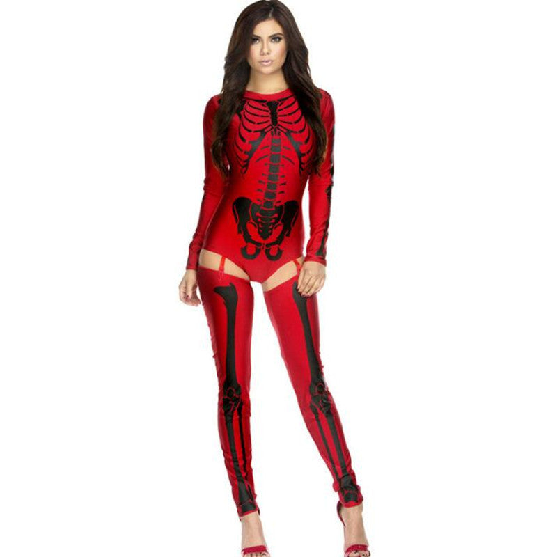 Costume de cosplay d'Halloween, uniforme de zombie avec crâne