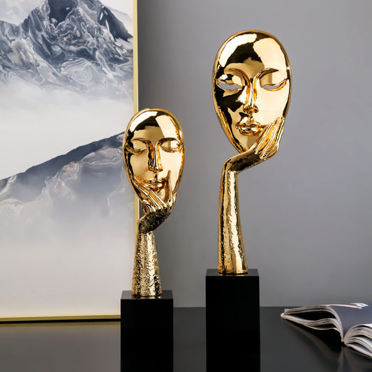 Ornement de portrait en métal minimaliste moderne pour salon