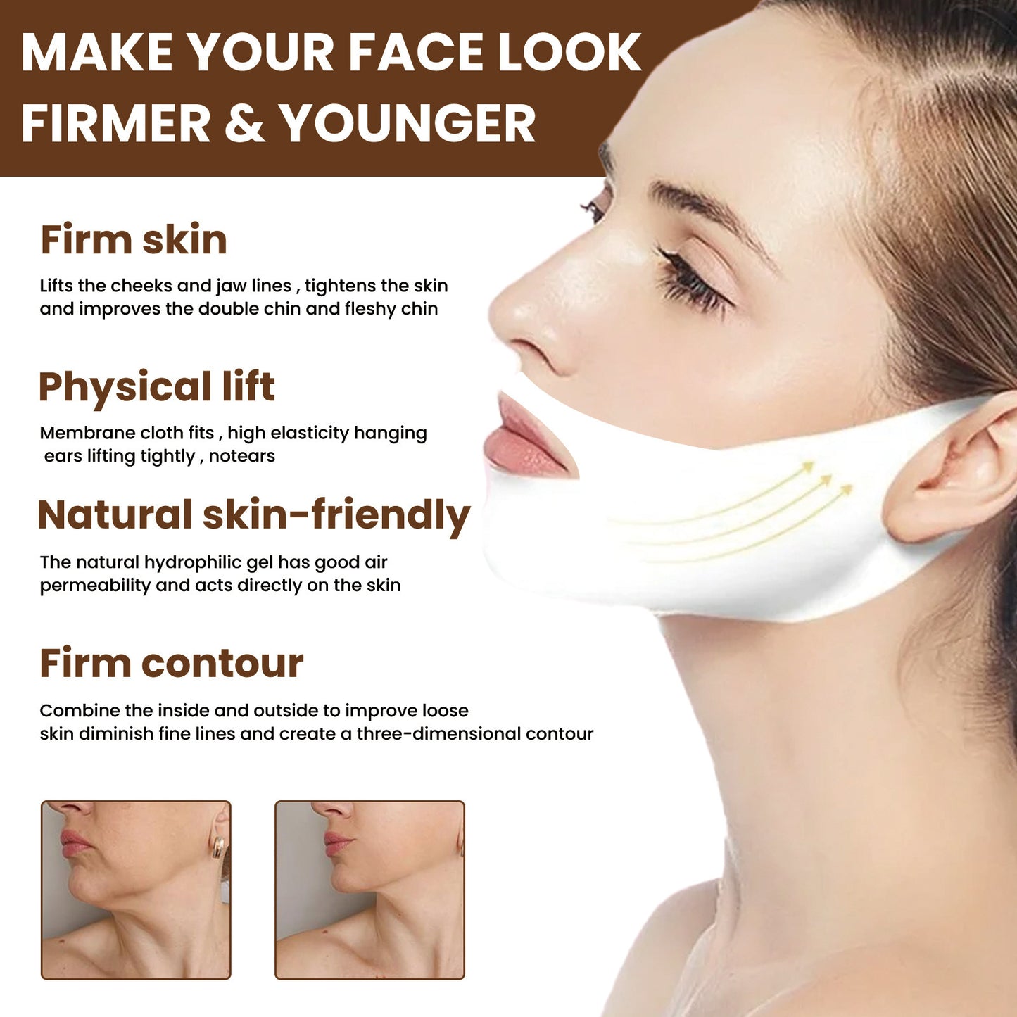 Masque facial resserrant et modelant pour le visage en V