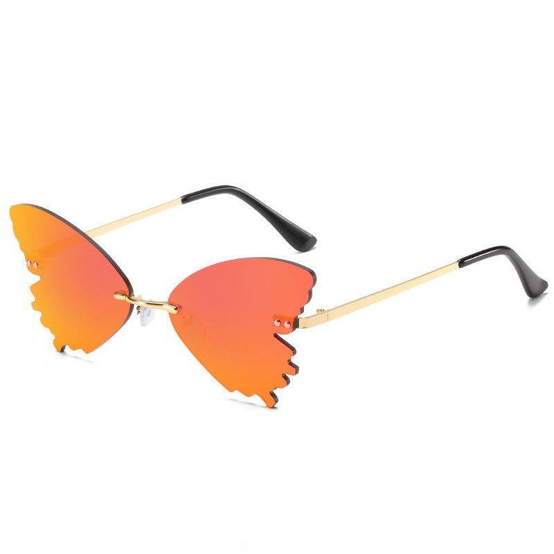 Lunettes de soleil papillon sans monture, lunettes de soleil amusantes pour la prise de vue dans la rue