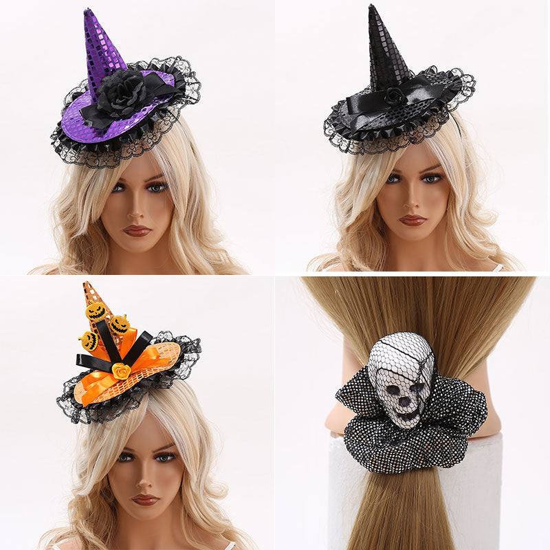 Bandeau d'Halloween avec chapeau et tête de citrouille