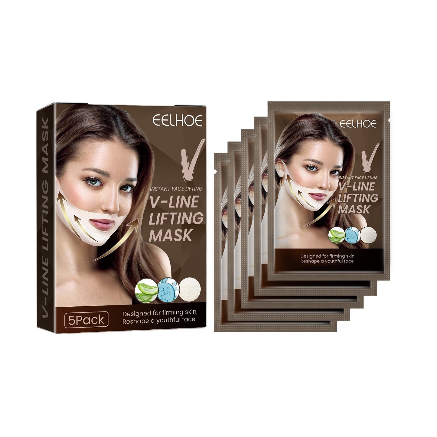 Masque facial resserrant et modelant pour le visage en V