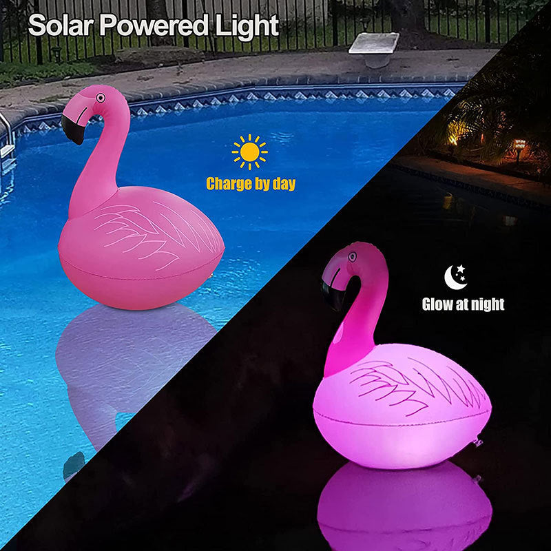 Lámpara luminosa de flamenco con carga Solar, flotante para piscina impermeable al aire libre