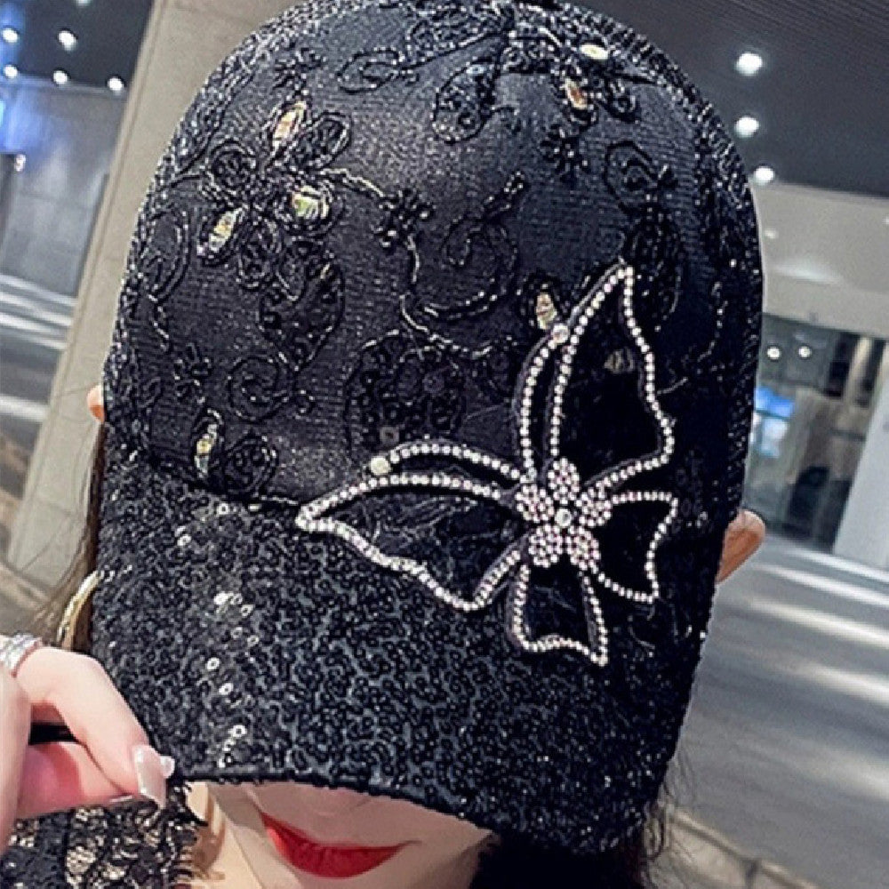 Gorra con visera de lentejuelas de moda informal para mujer