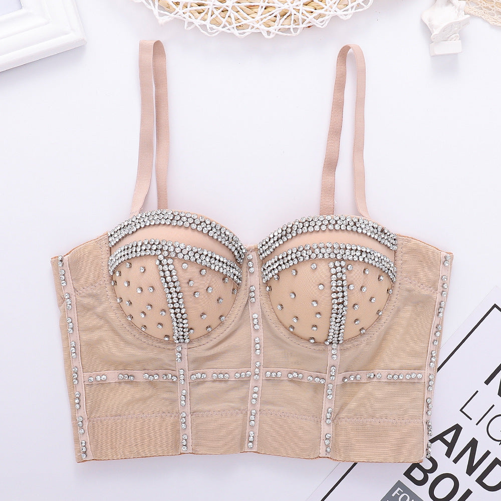 Corset tubulaire gainant à perles et diamants brillants pour femmes