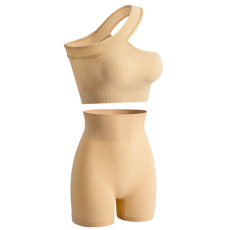 Sujetador push up sin costuras europeo y americano, ropa interior para mujer, traje deportivo de fitness a prueba de golpes con hombros descubiertos