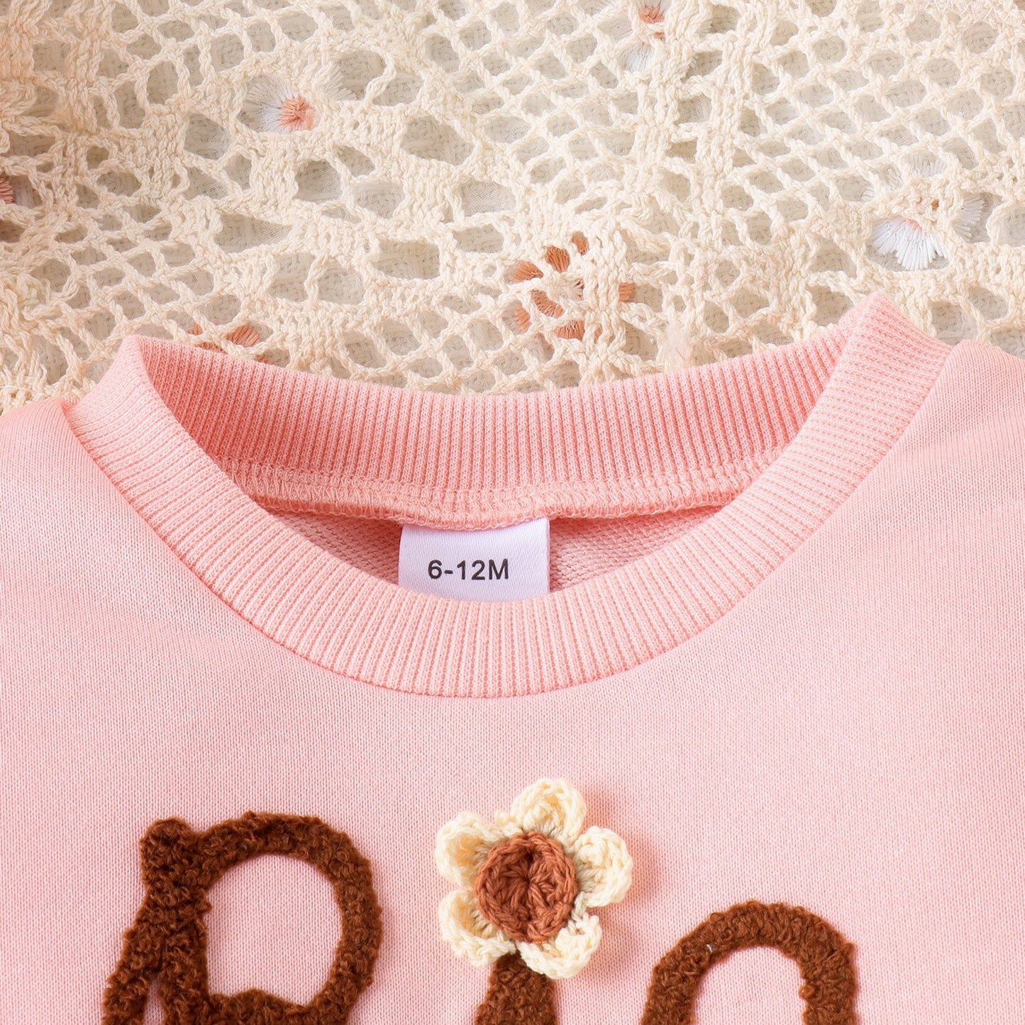 Suéter casual con bordado tridimensional y letras de manga larga con hilo al por mayor