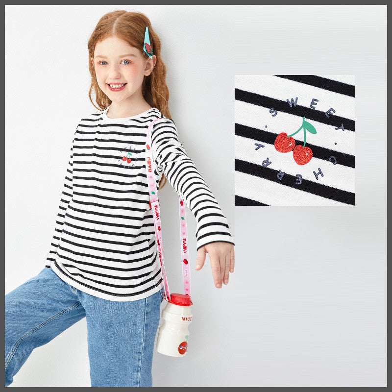 Ropa para niños Camisetas para niñas Camisetas de manga larga para niñas grandes Camisa de algodón dulce para niños pequeños