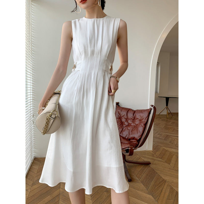 French Fairy Dress Thin Section Temperament Short-sleeved High-waist A-line