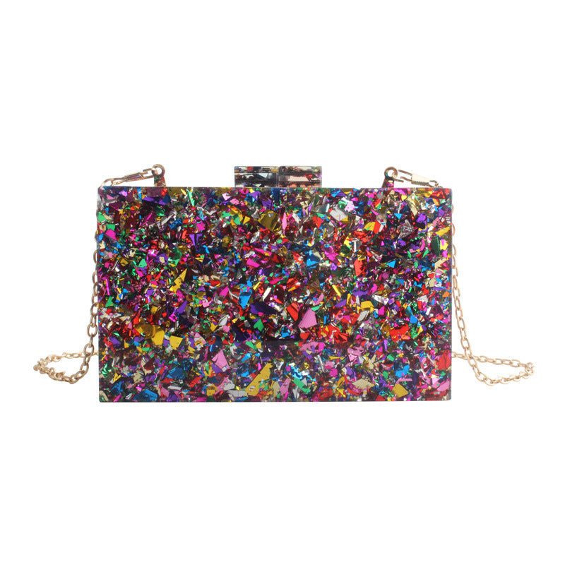 Nouvelle pochette de soirée à paillettes en acrylique tout-en-un