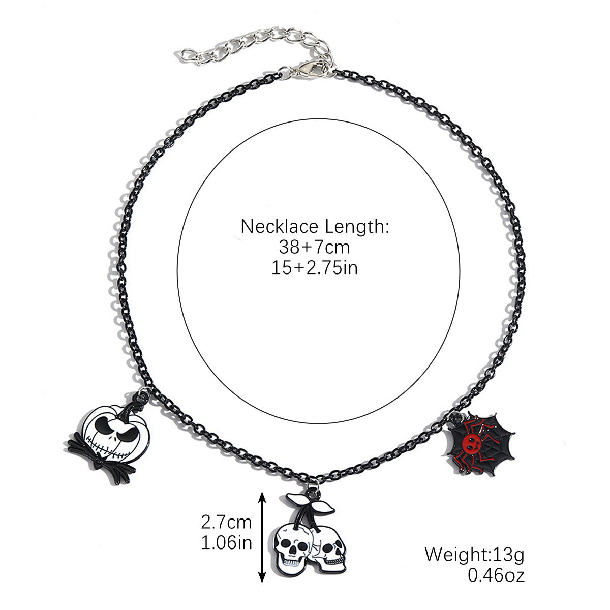 Collier d'Halloween, pendentif chauve-souris, fantôme, crâne, citrouille, araignée, accessoires