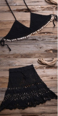 Robe de plage fendue tricotée à la main