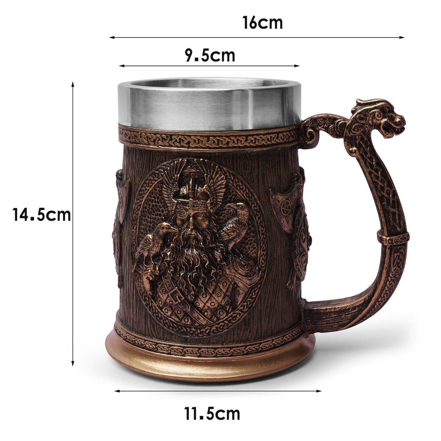 Vajilla personalizada Viking acero inoxidable forro calavera copa de vino resina