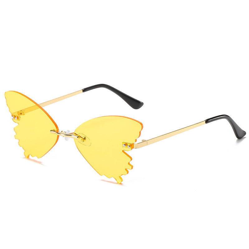 Lunettes de soleil papillon sans monture, lunettes de soleil amusantes pour la prise de vue dans la rue