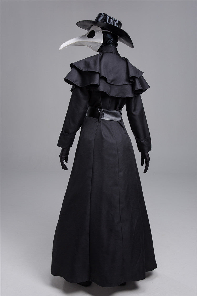 Costume de héros du donjon sombre d'Halloween, costume de docteur de la peste à bouche de corbeau