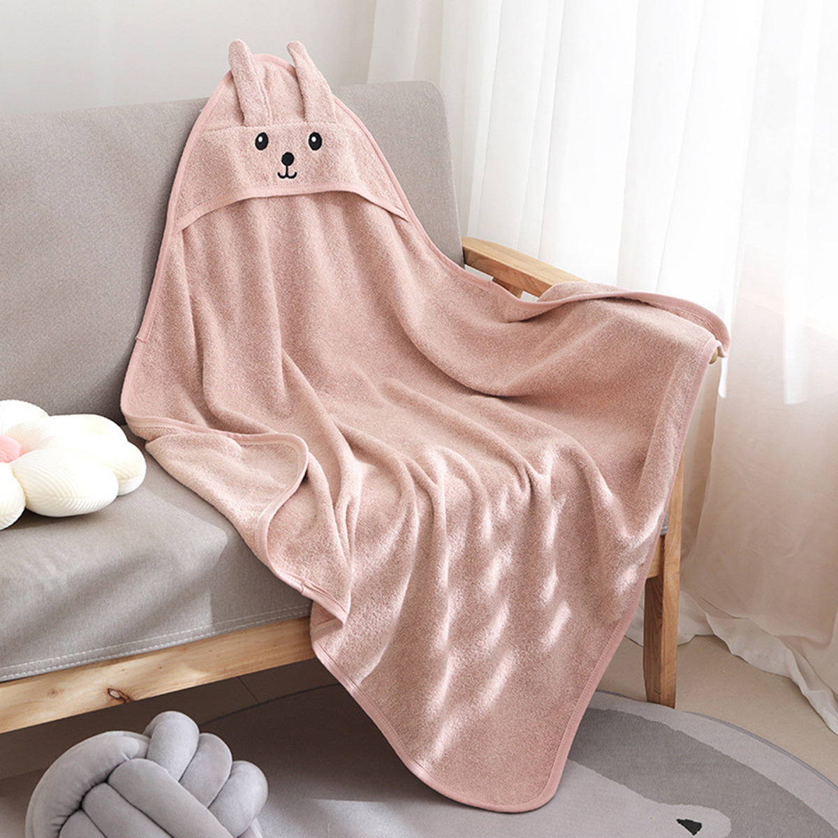Serviette de bain absorbante en coton à capuche pour enfants, motif dessin animé mignon