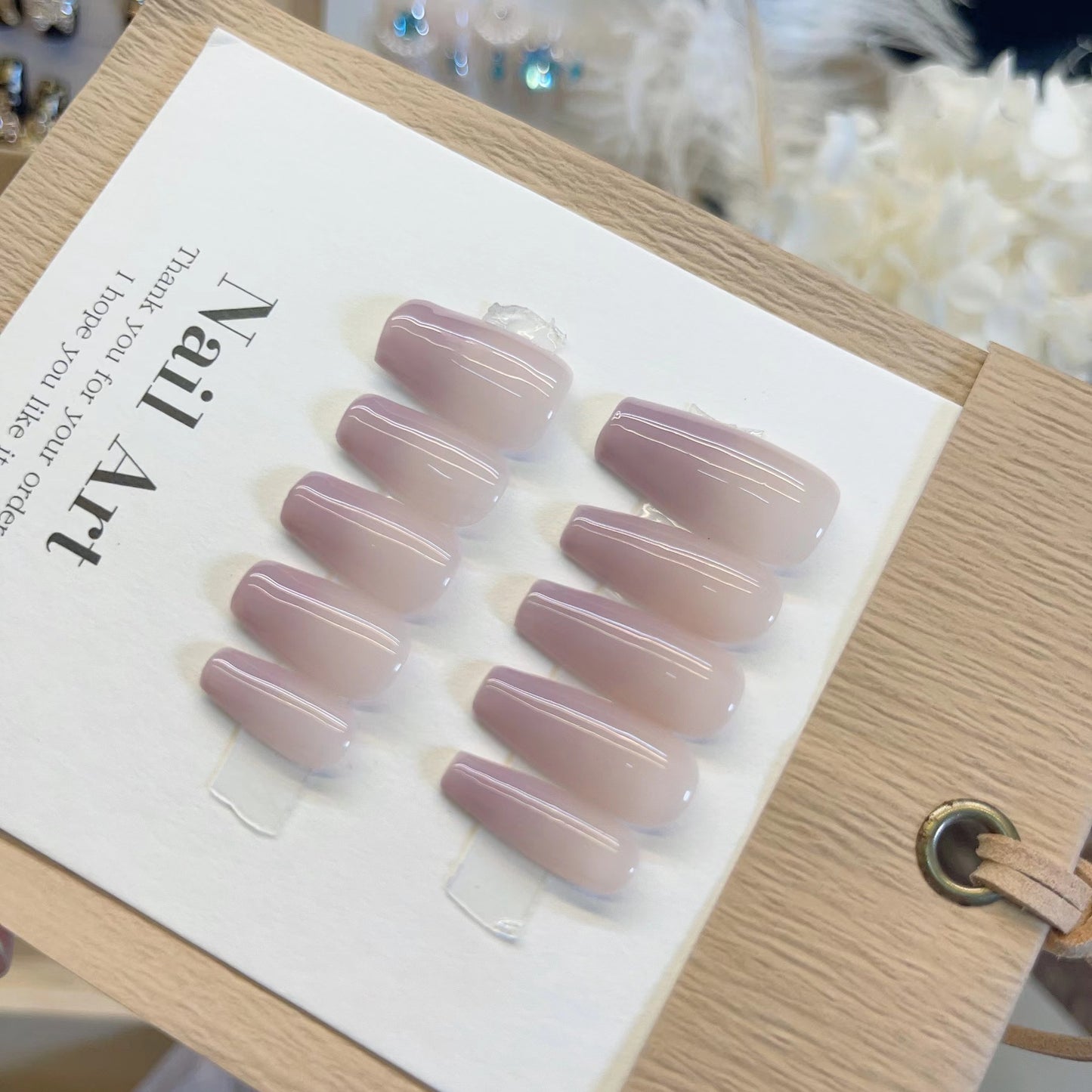 Taro Pure Color gradiente hecho a mano desgaste uñas producto terminado pegatinas de uñas