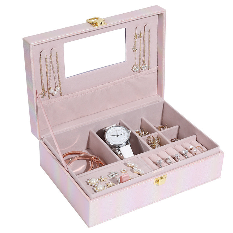 Boîte à bijoux princesse portable multifonctionnelle grande capacité