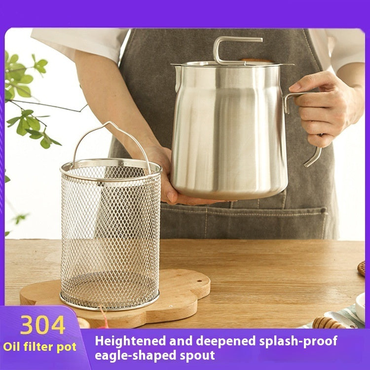 Olla de drenaje de aceite de acero inoxidable de gran capacidad Olla pequeña para freír aceite para el hogar