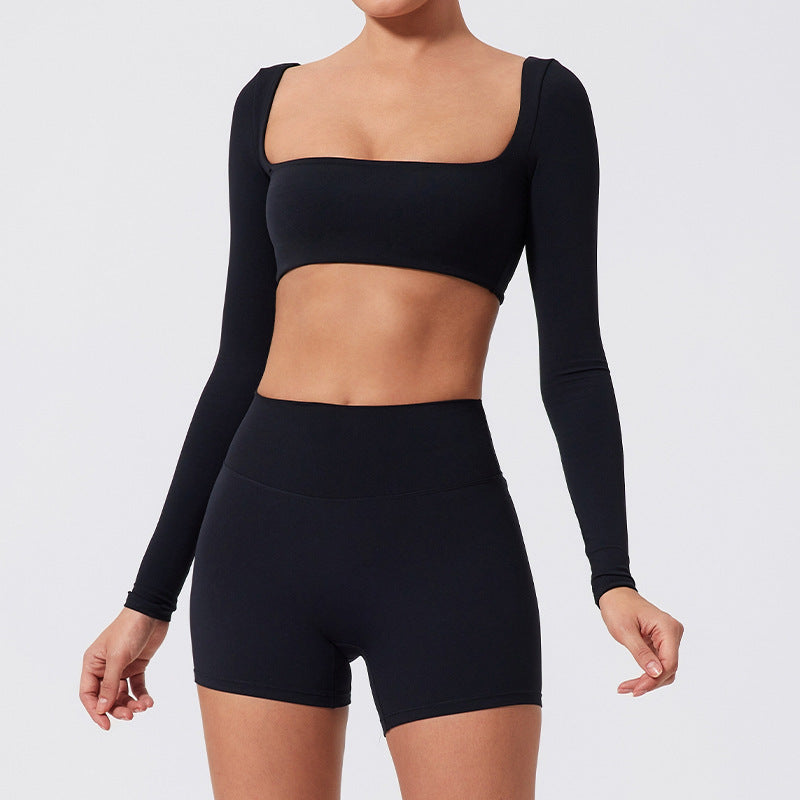 Camiseta deportiva de manga larga para yoga, correr al aire libre y fitness