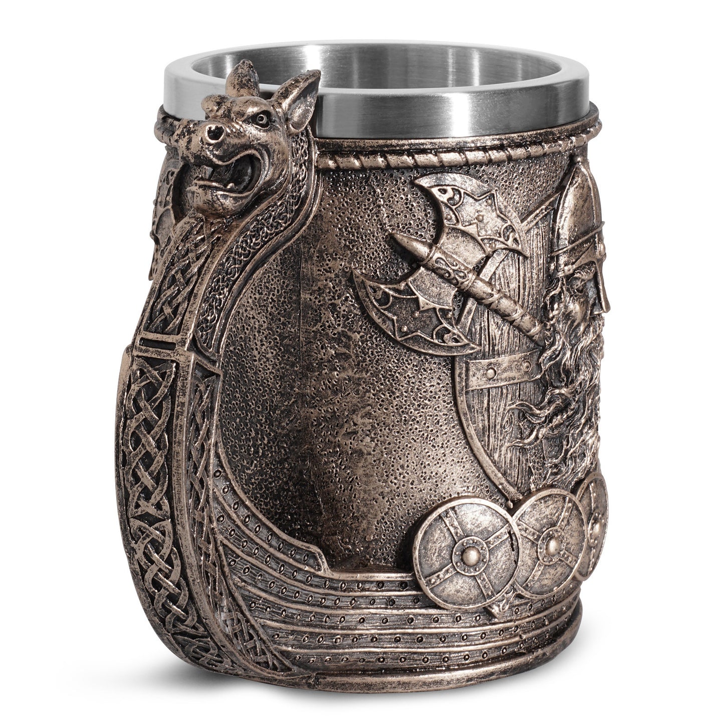 Vajilla personalizada Viking acero inoxidable forro calavera copa de vino resina