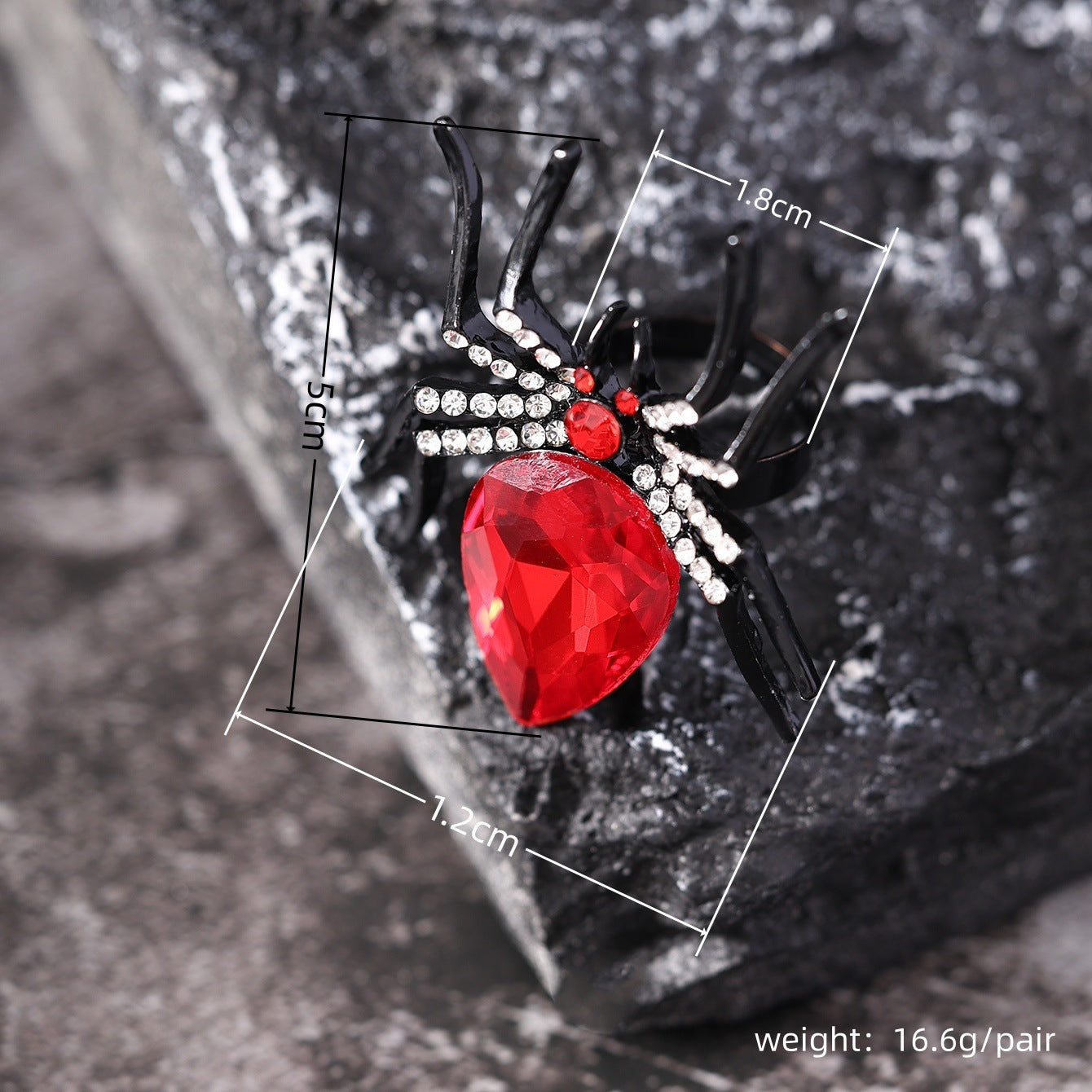 Anillo de araña de Halloween con diamantes de imitación, personalidad, anillos abiertos de moda para mujeres, accesorios de joyería