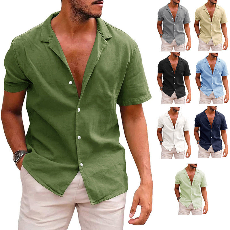 Camisas casuales con botones para hombre, camisas de playa de manga corta, ropa de verano para hombre